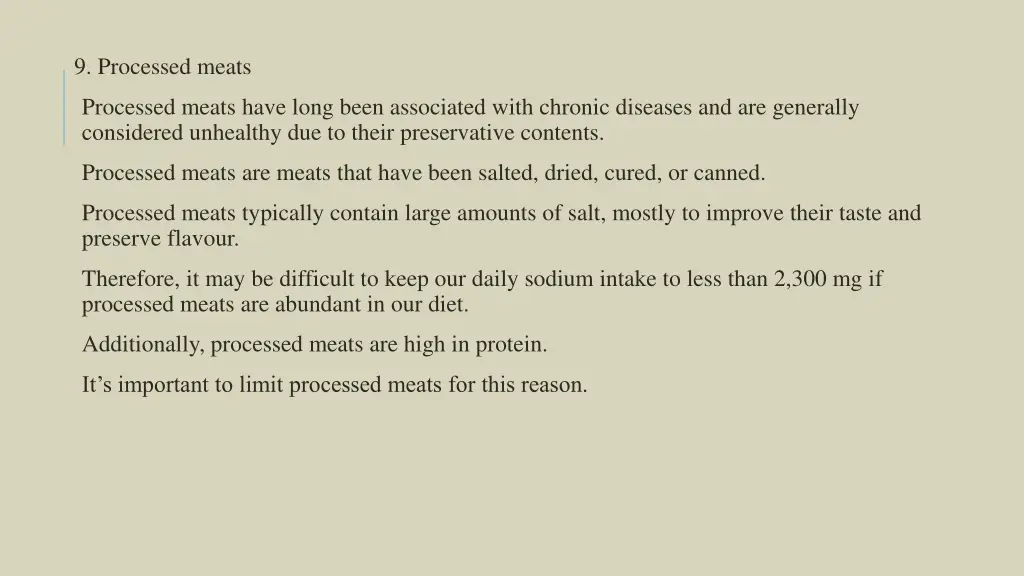 9 processed meats