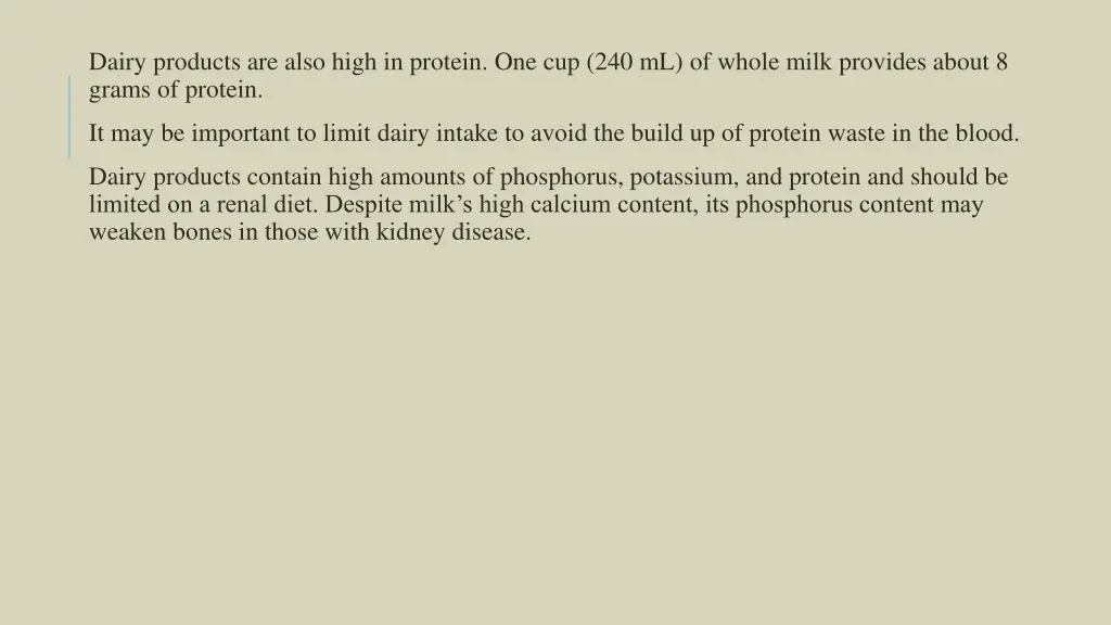 dairy products are also high in protein