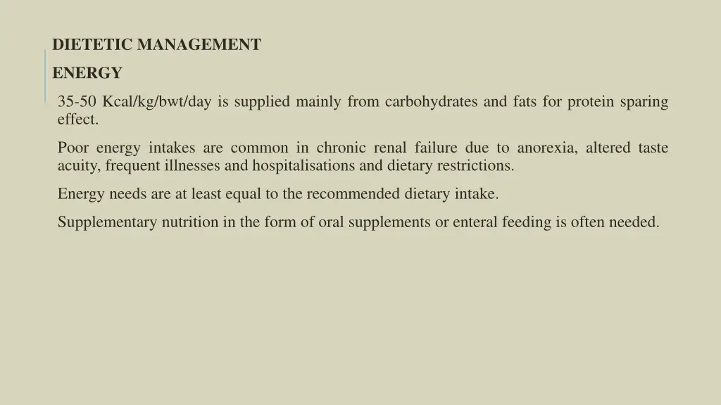 dietetic management