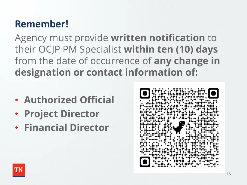remember agency must provide written notification