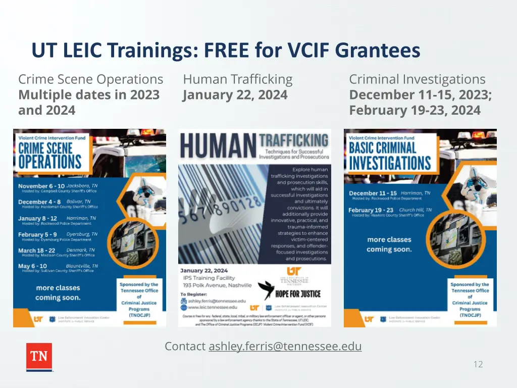 ut leic trainings free for vcif grantees