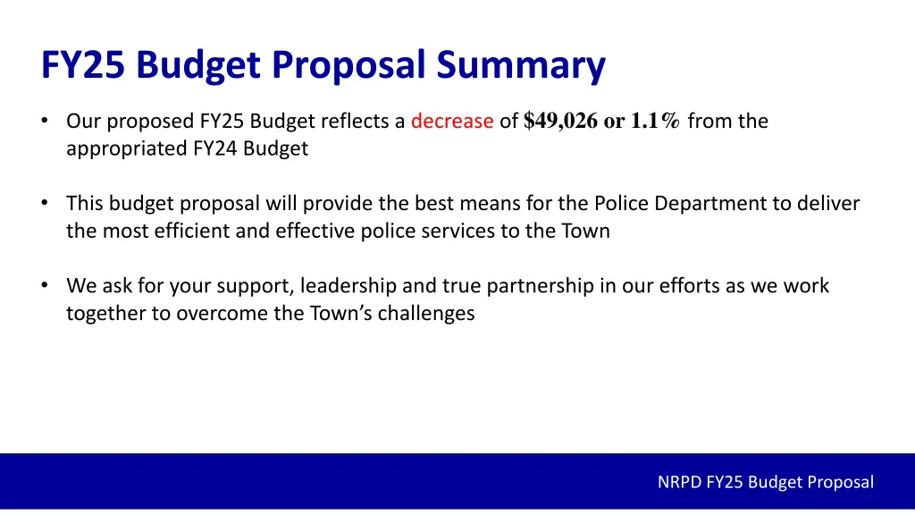 fy25 budget proposal summary