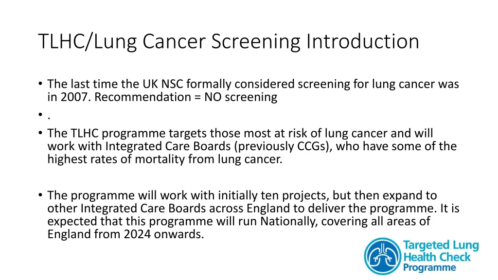 tlhc lung cancer screening introduction