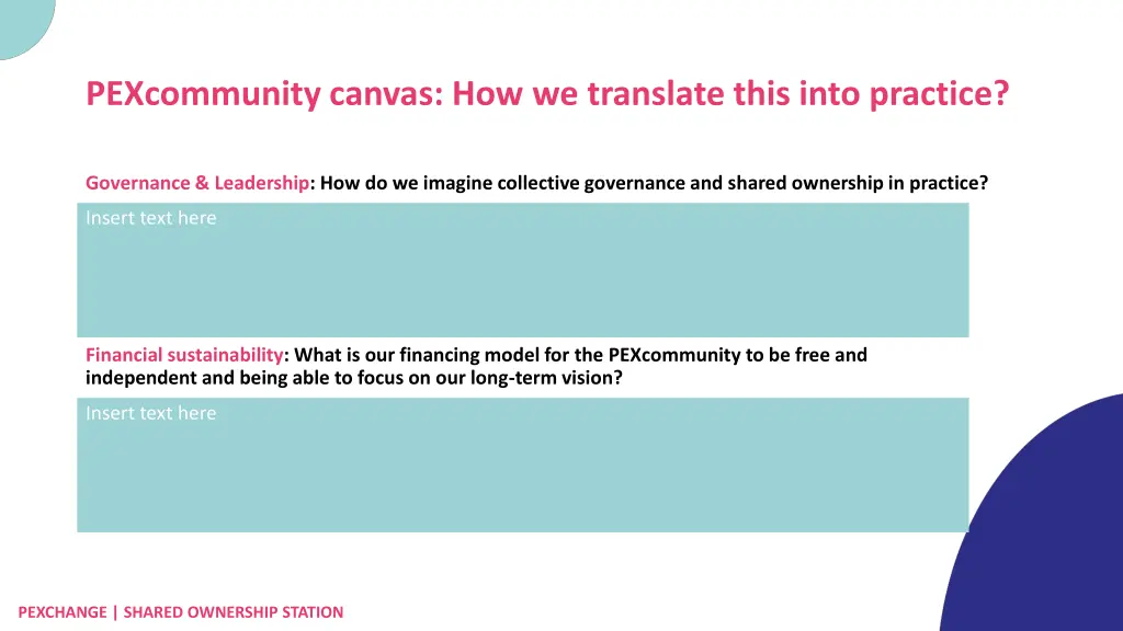 pexcommunity canvas how we translate this into 1