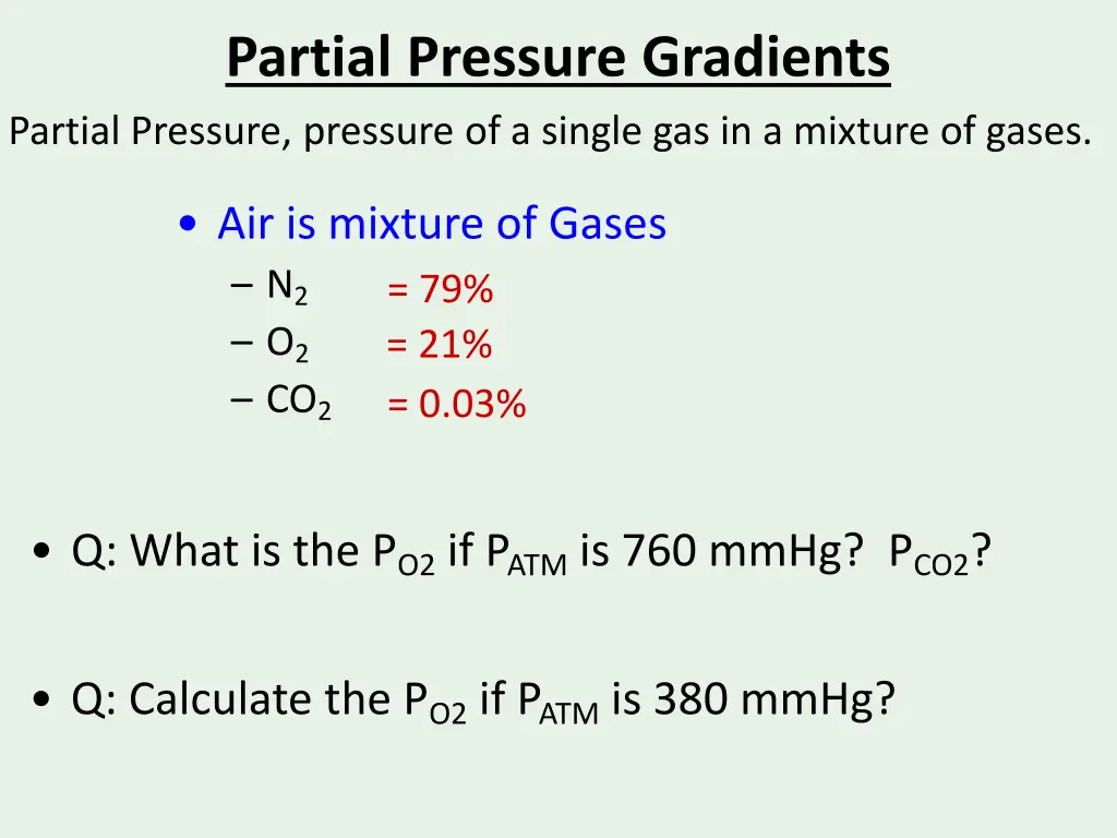 partial pressure gradients partial pressure