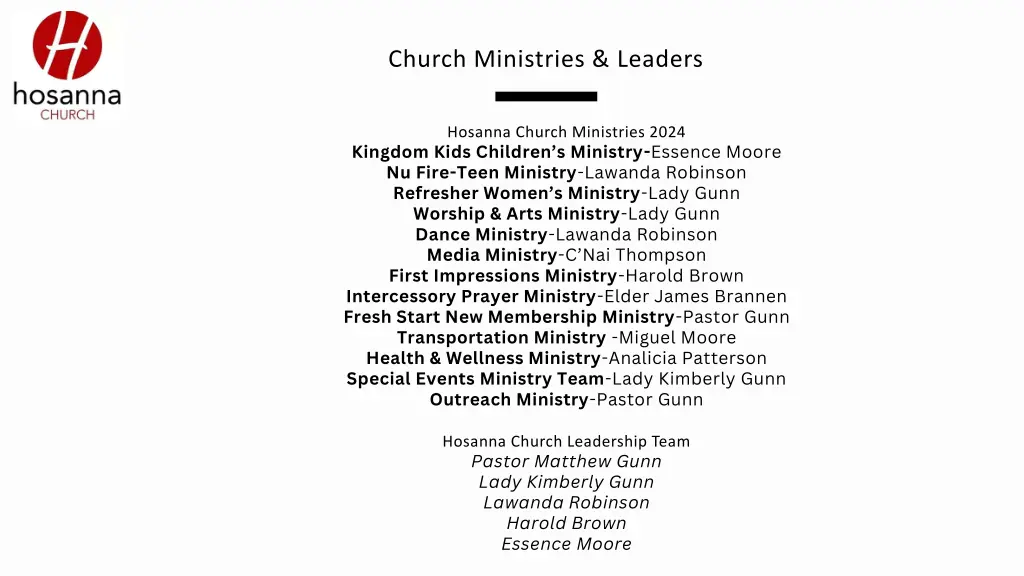 church ministries leaders