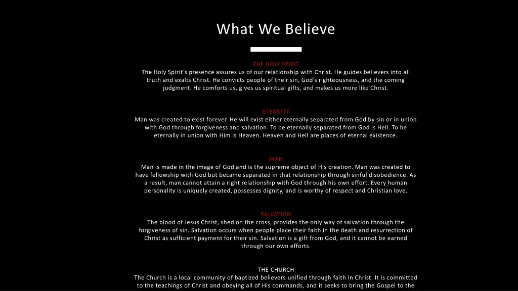 what we believe 1