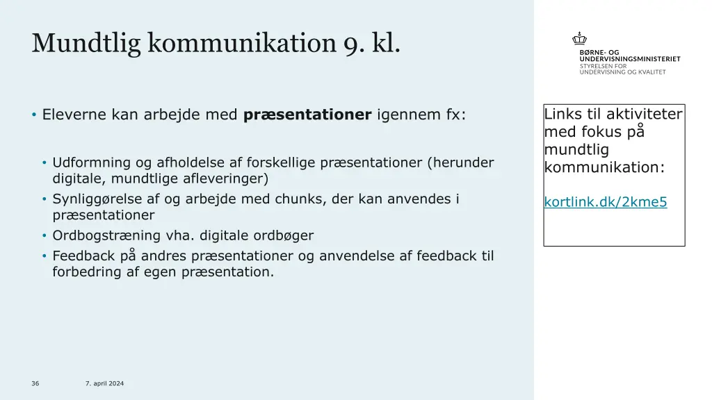 mundtlig kommunikation 9 kl 2