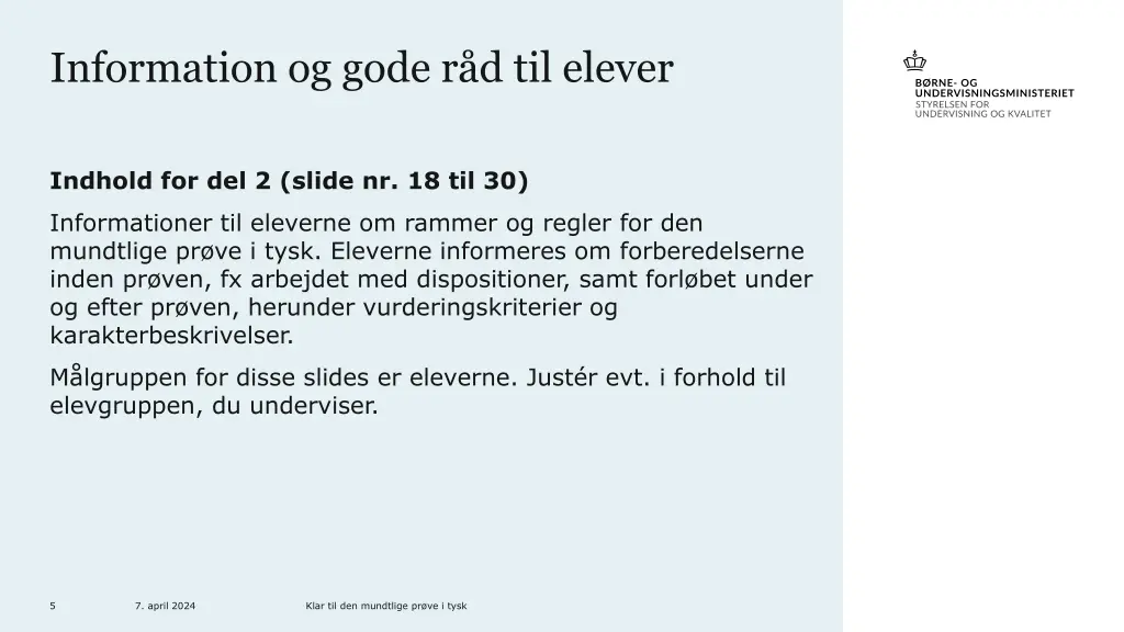 information og gode r d til elever