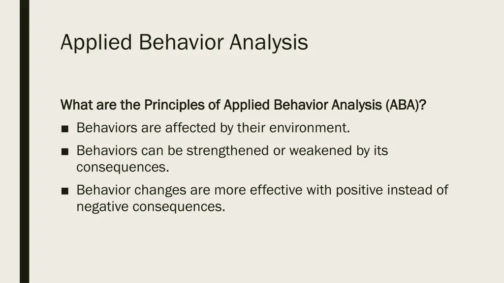 applied behavior analysis