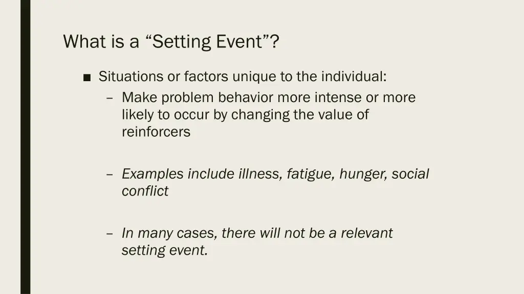what is a setting event