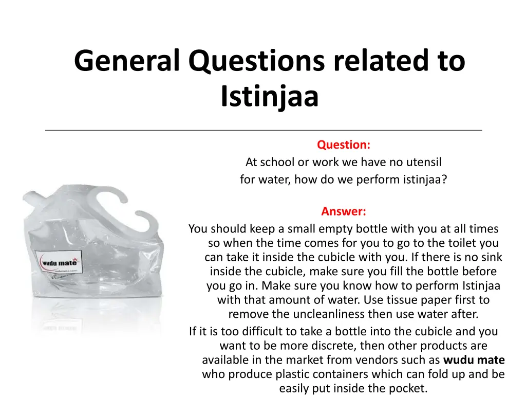 general questions related to istinjaa