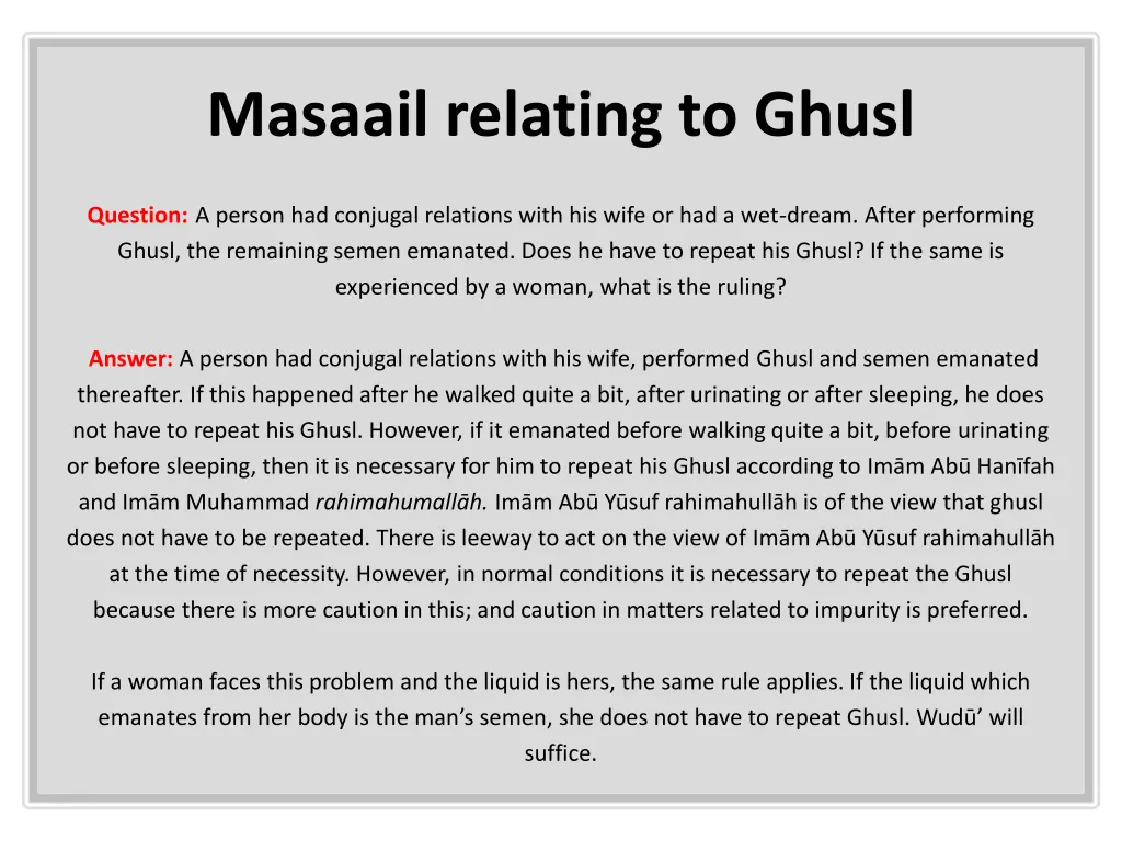 masaail relating to ghusl 2