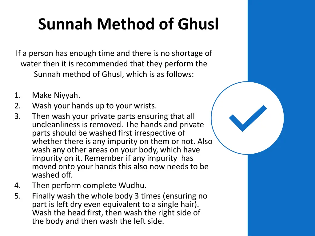 sunnah method of ghusl