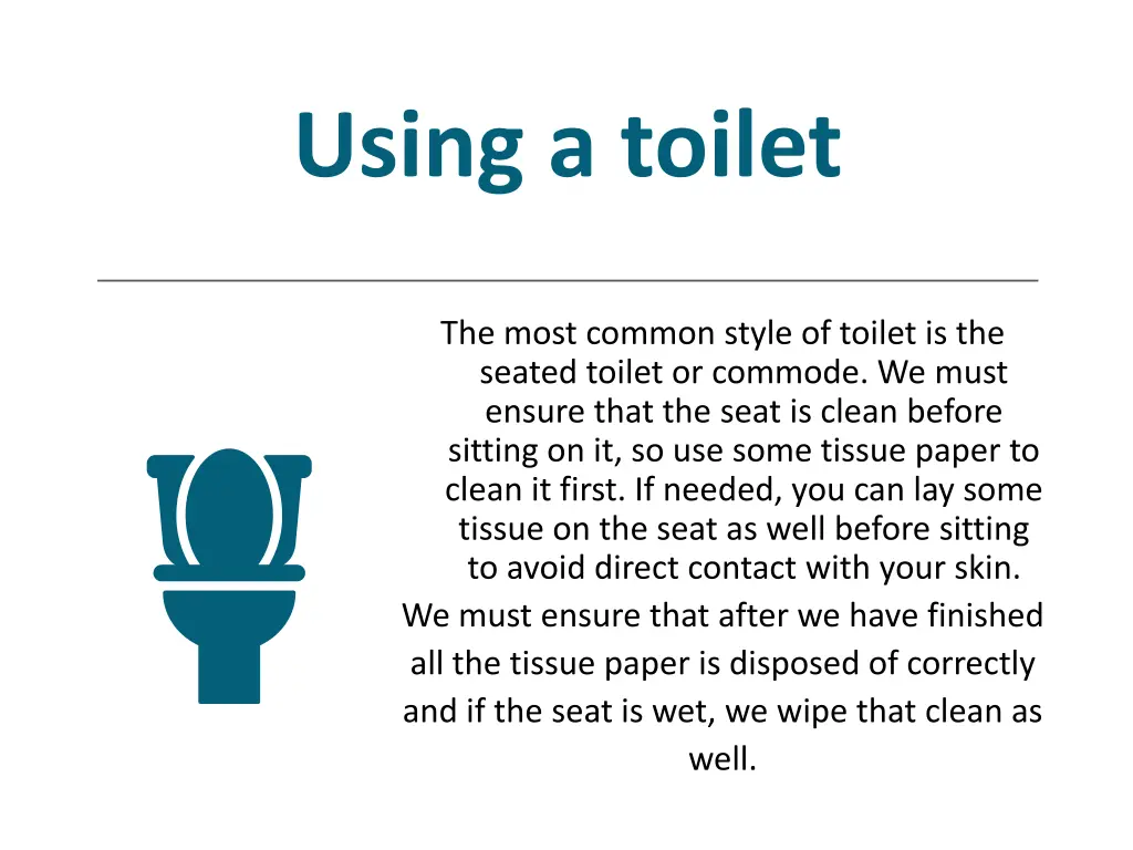 using a toilet