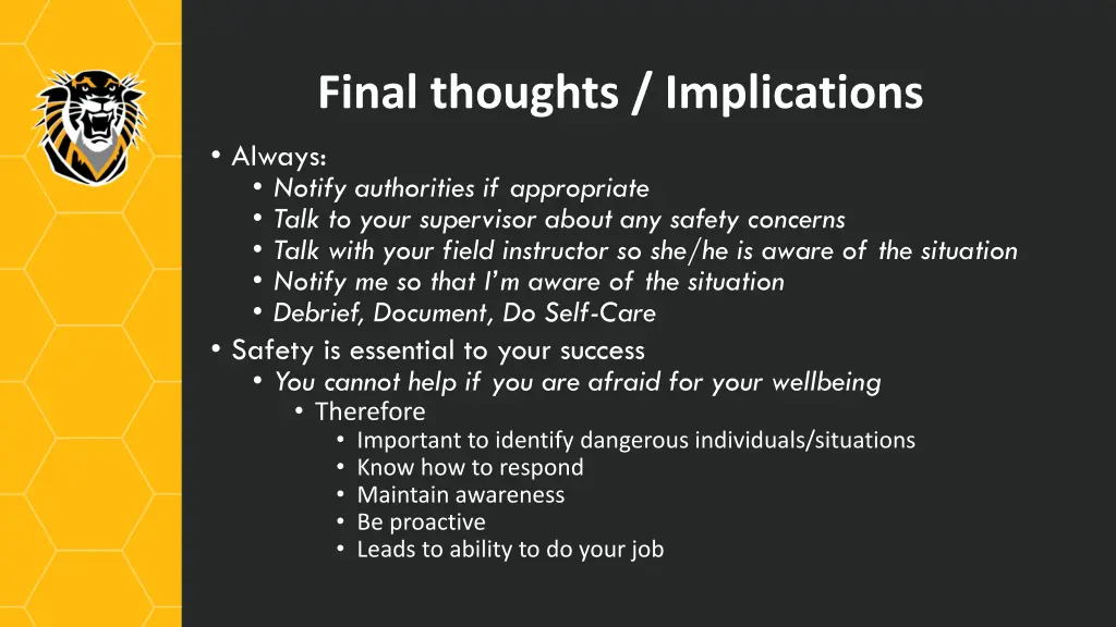 final thoughts implications