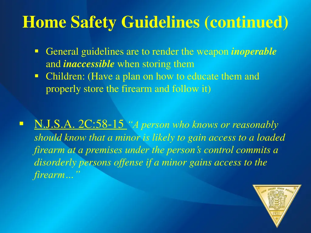 home safety guidelines continued