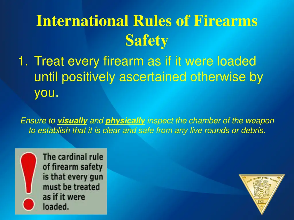 international rules of firearms safety 1 treat