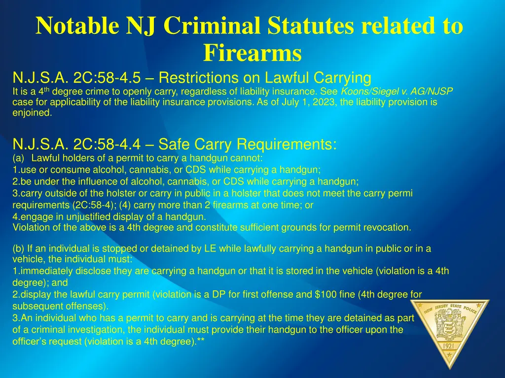 notable nj criminal statutes related to firearms 2