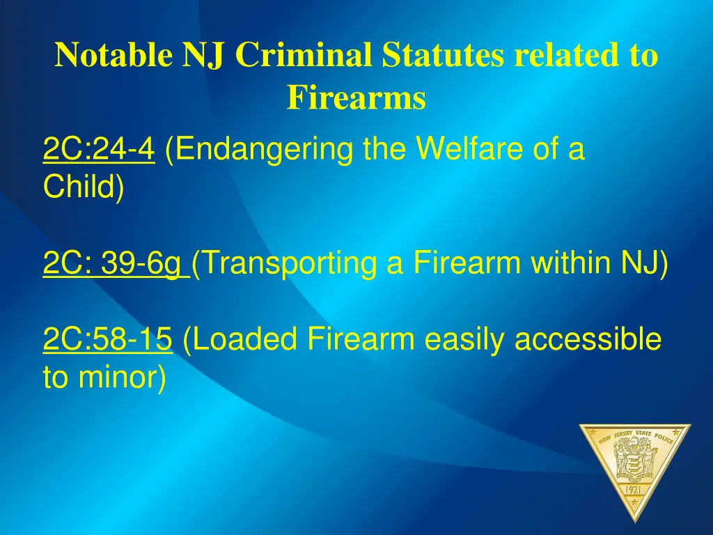 notable nj criminal statutes related to firearms