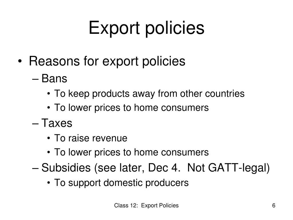 export policies 1