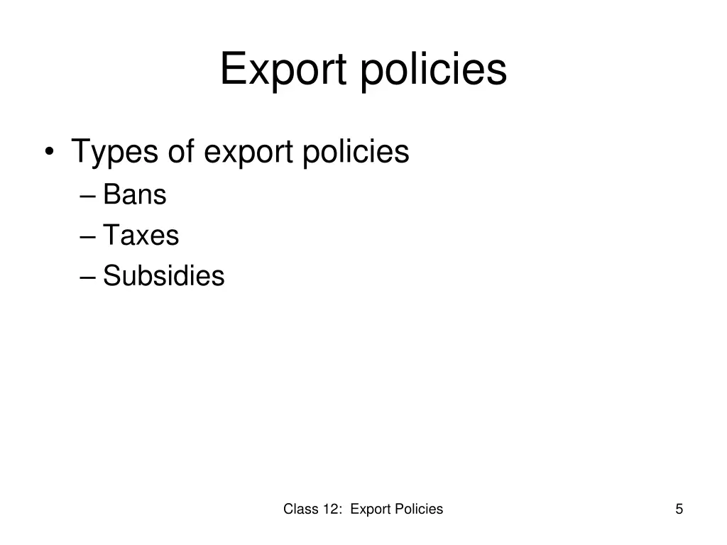 export policies