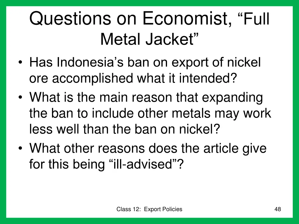 questions on economist full metal jacket