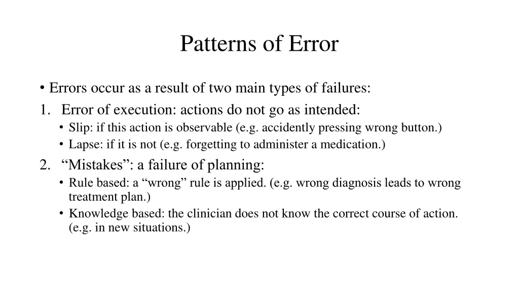 patterns of error