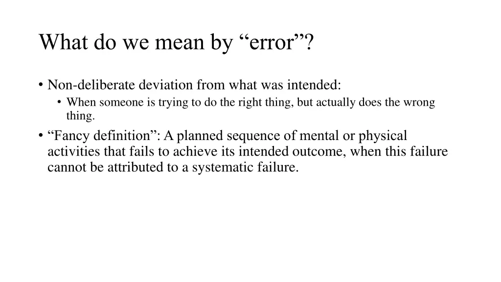 what do we mean by error