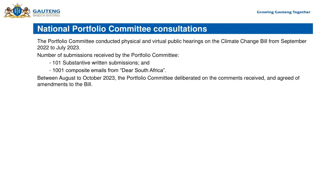 national portfolio committee consultations