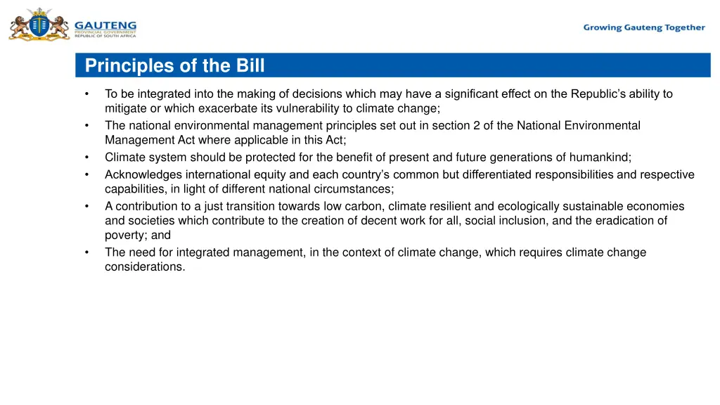 principles of the bill