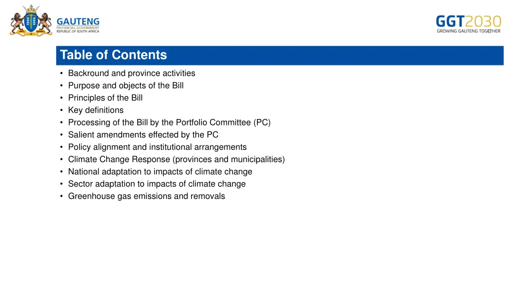 table of contents