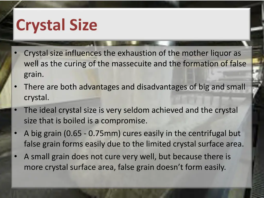 crystal size