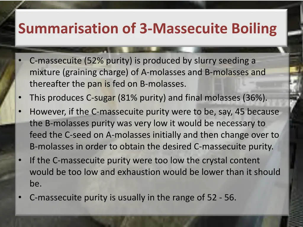 summarisation of 3 massecuite boiling