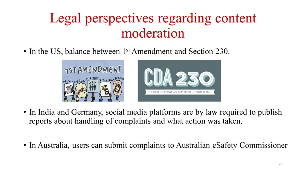 legal perspectives regarding content moderation