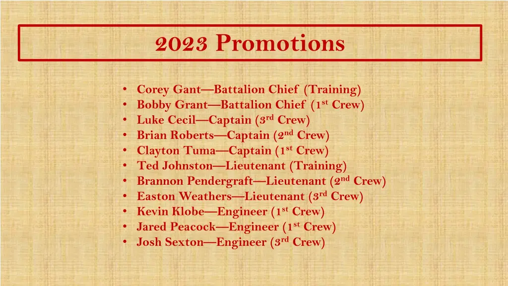 2023 promotions