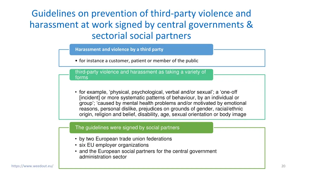 guidelines on prevention of third party violence