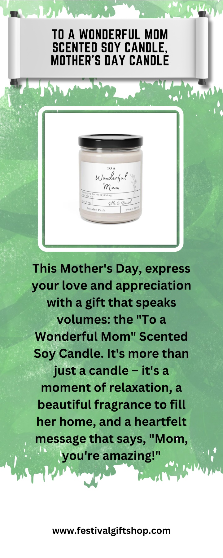 to a wonderful mom scented soy candle mother