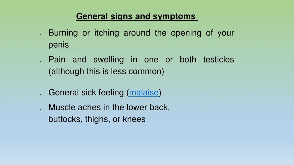 general signs and symptoms 1