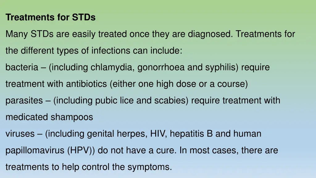 treatments for stds