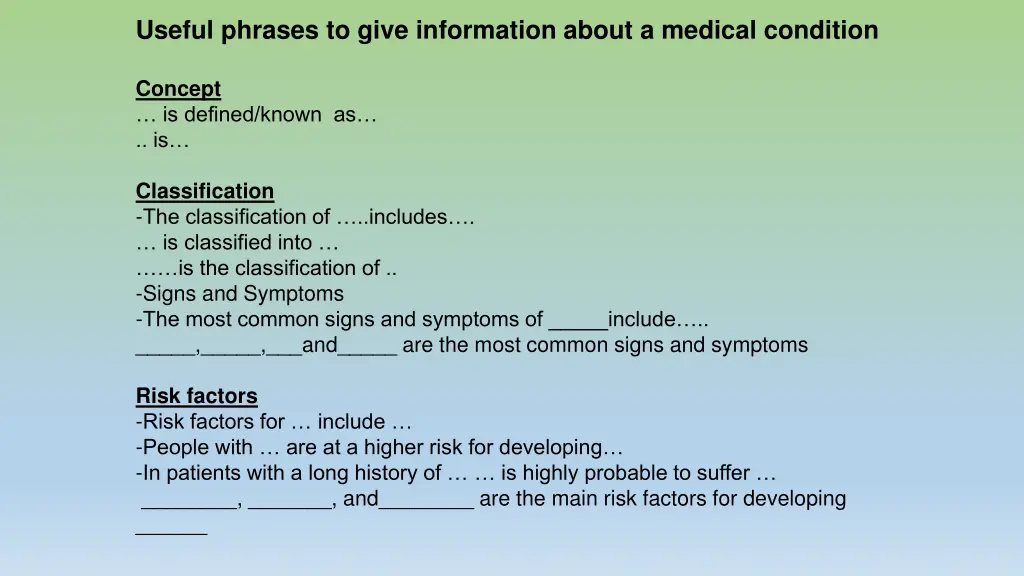 useful phrases to give information about