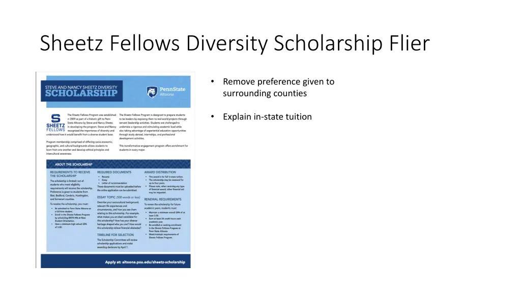 sheetz fellows diversity scholarship flier