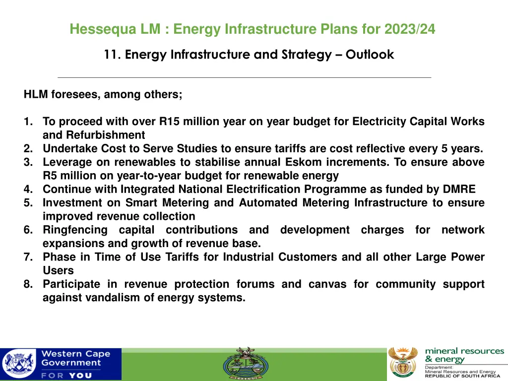 hessequa lm energy infrastructure plans for 2023 11