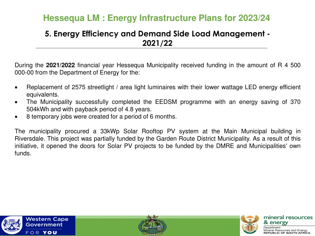 hessequa lm energy infrastructure plans for 2023 5