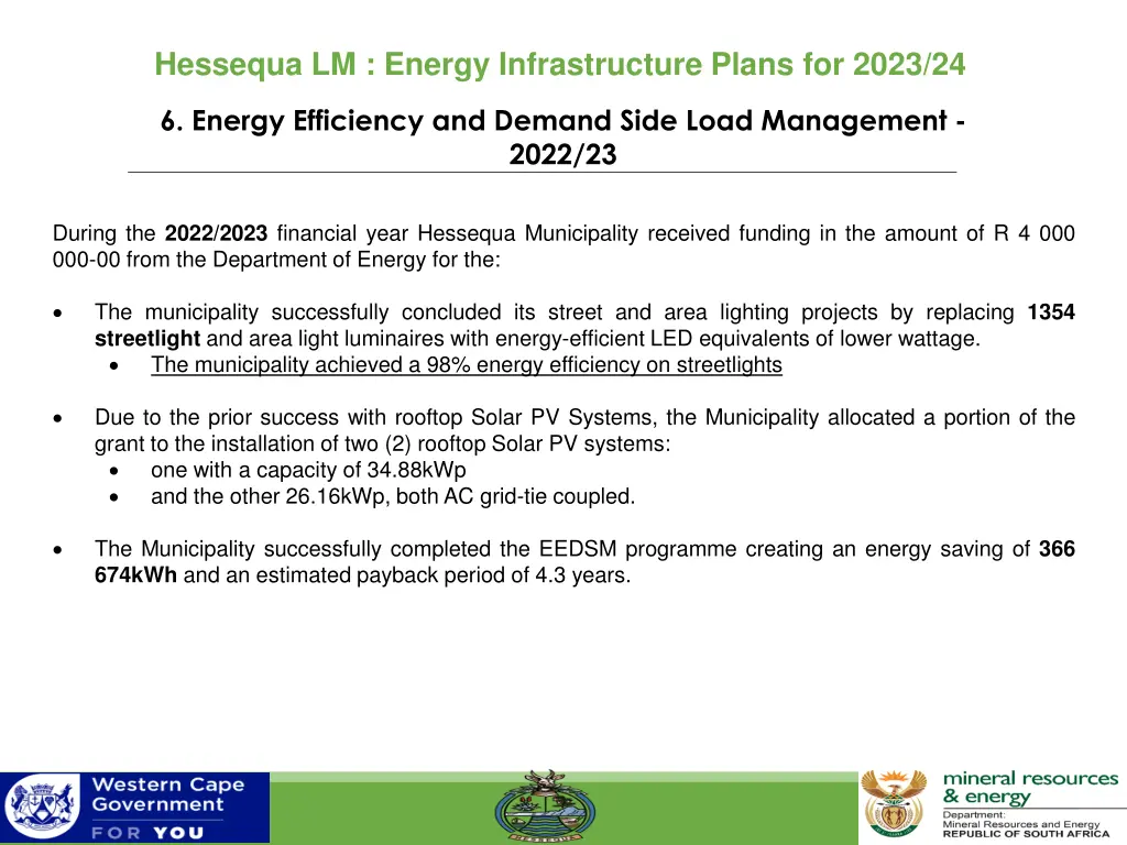 hessequa lm energy infrastructure plans for 2023 6