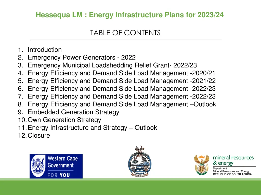 hessequa lm energy infrastructure plans for 2023