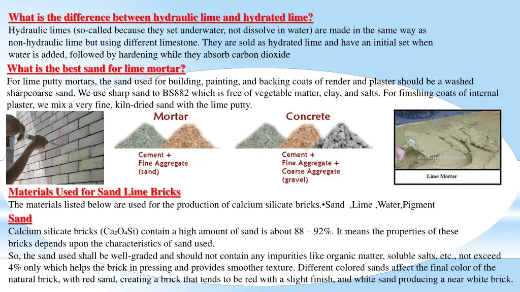 what is the difference between hydraulic lime