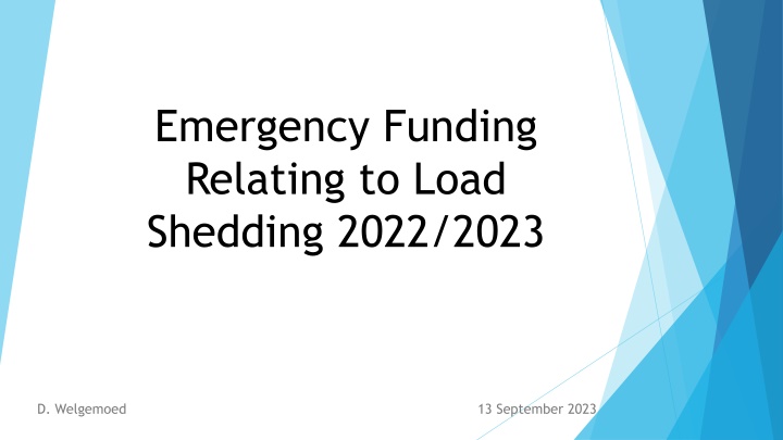 emergency funding relating to load shedding 2022