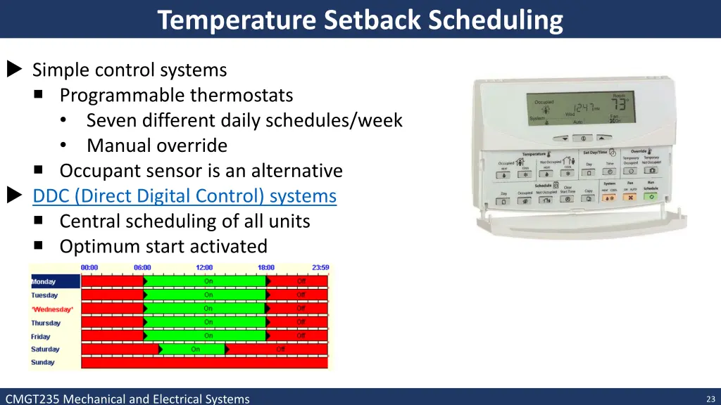 temperature setback scheduling