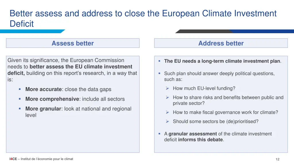 better assess and address to close the european